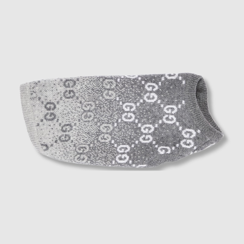 Gucci Wool Jacquard Pet Sweater In Grey