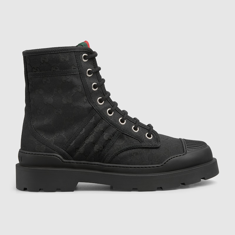 Gucci Men's Web Boot In Black