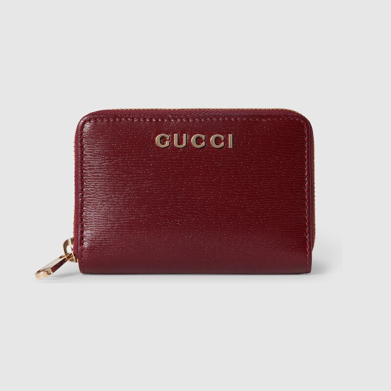 Gucci Zip Card Case With Script In Red