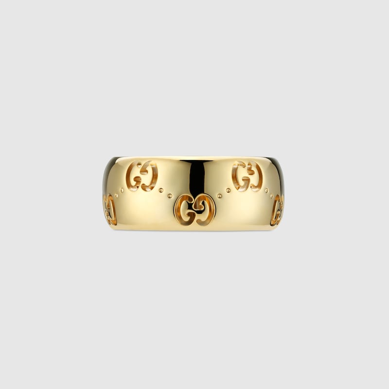 Gucci Icon 18k Gg Wide Ring In Yellow Gold