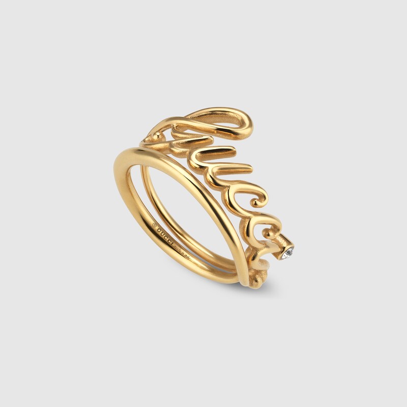 Wide ring with Gucci script