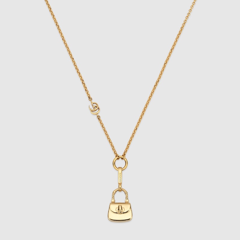Gucci Chain Necklace With Bag Pendant In Gold-toned Metal