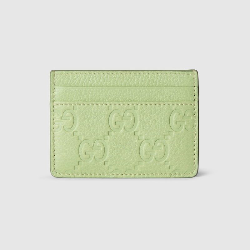 Gucci Gg Emblem Card Case In Green