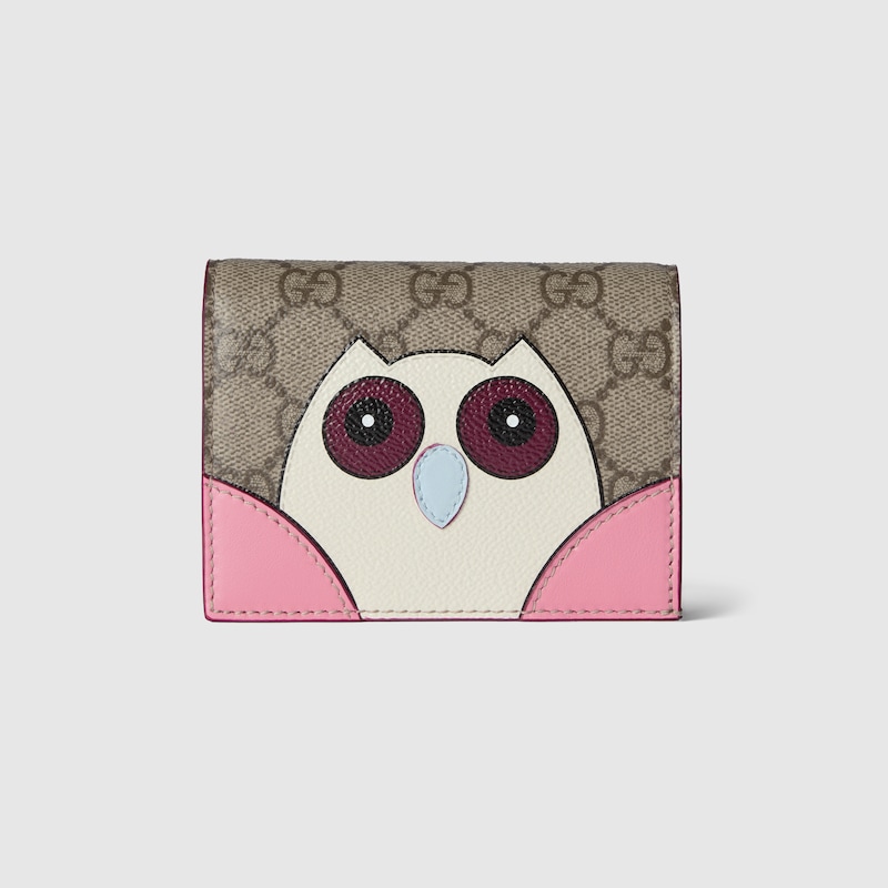 Gucci Gg Mini Wallet With Owl Detail In Beige