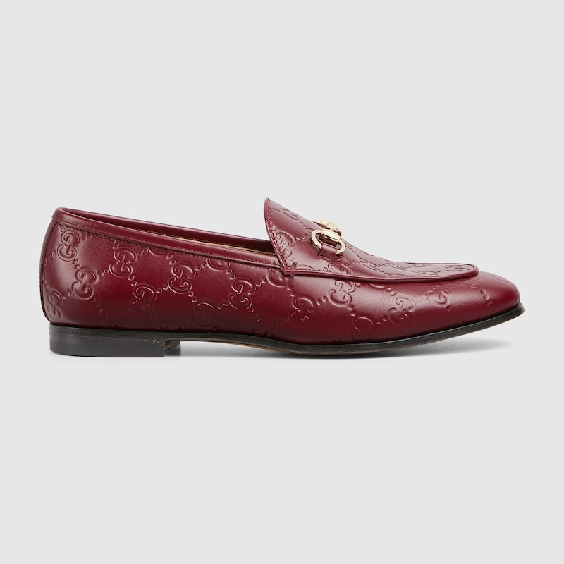 Gucci Leather Gg Jordaan Loafers For Women In Red