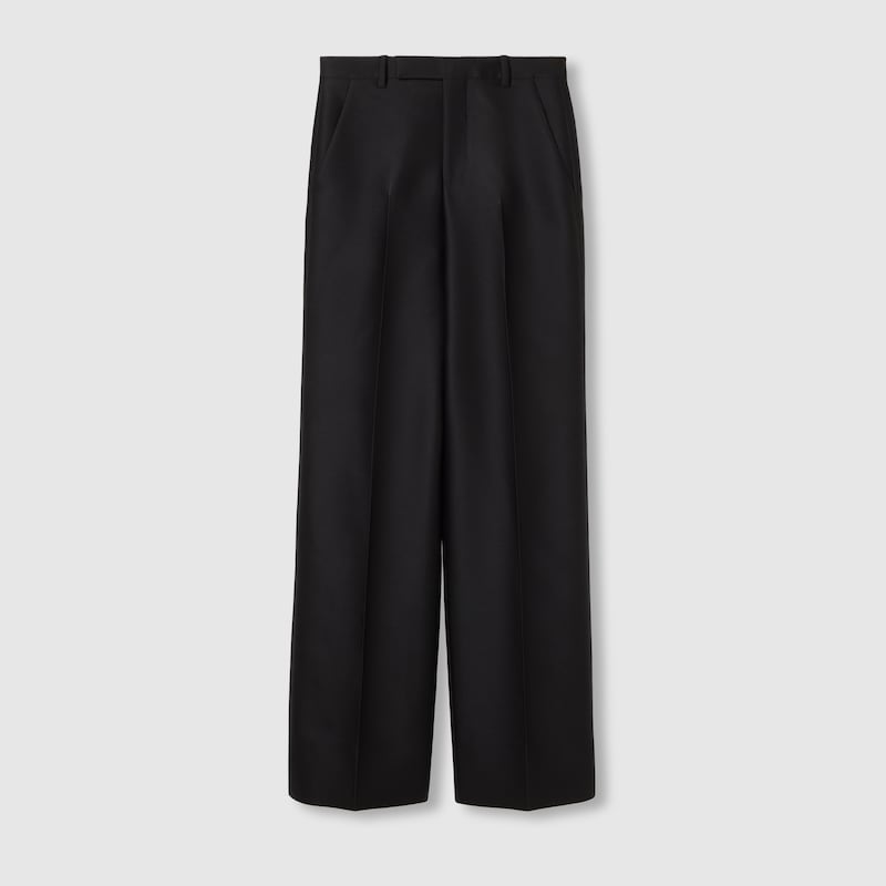 Gucci Wool Silk Gabardine Pant With Embroidery