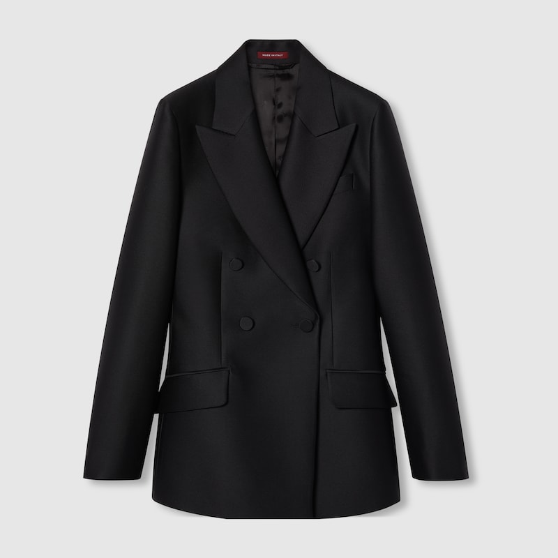 Gucci Wool Silk Gabardine Jacket In Black