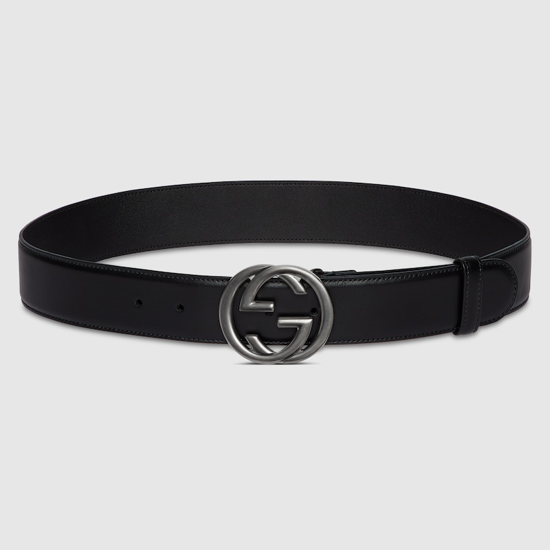 Gucci Belt With Interlocking G Buckle In Black