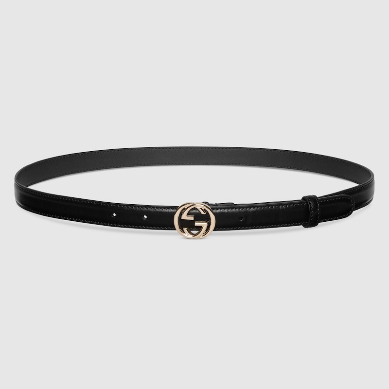 Gucci Belt With Interlocking G Buckle In Black