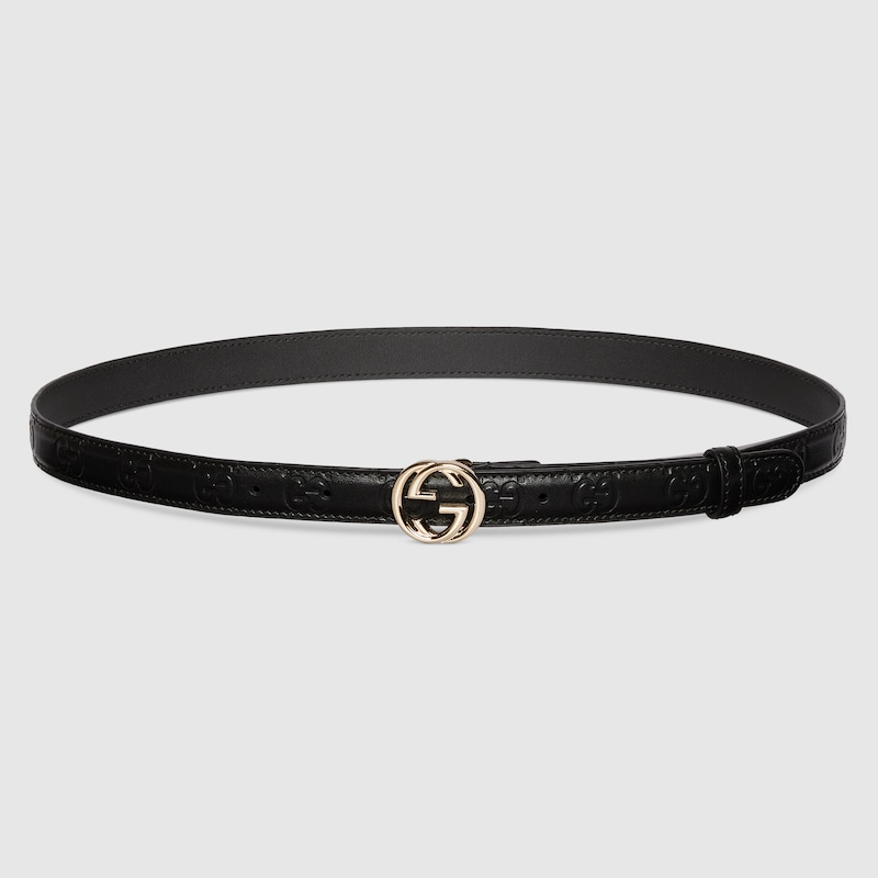 Gucci Belt With Interlocking G Buckle In Black