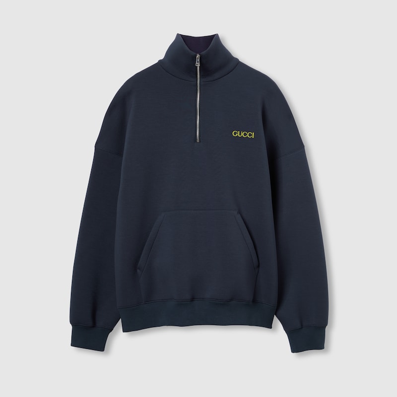 Jersey half-zip jacket with patch