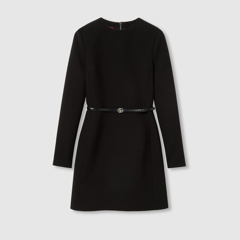 Gucci Wool Crêpe Minidress In Black
