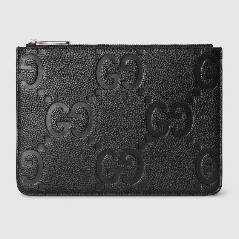 Gucci Jumbo Gg Pouch In Black