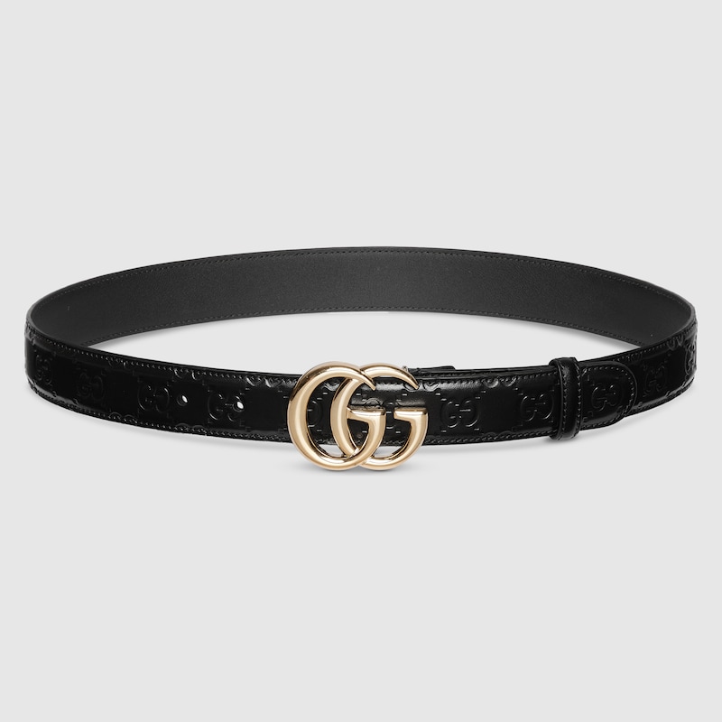 Gucci Gg Marmont Thin Belt In Black