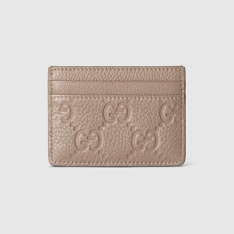 Gucci Gg Emblem Card Case In Neutral