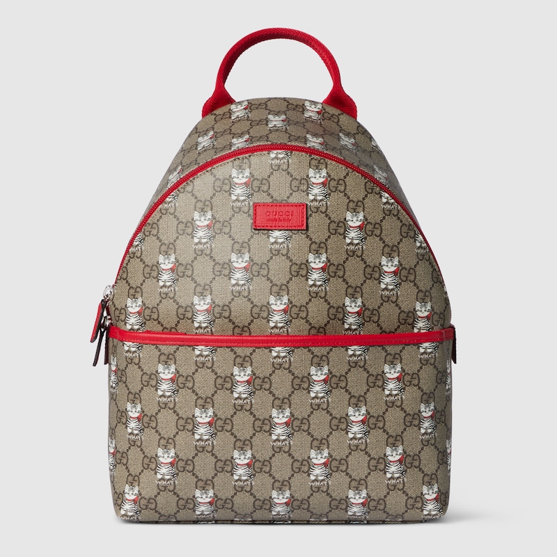 Gucci Printed Gg Backpack In Beige