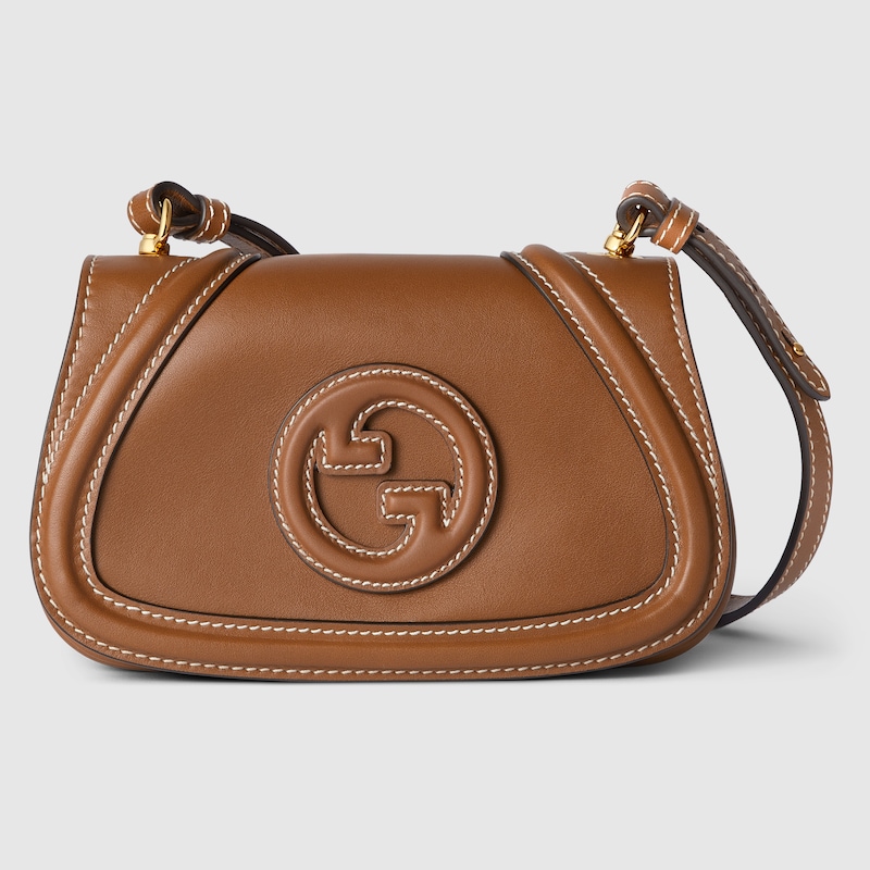 Gucci Blondie Mini Leather Shoulder Bag In Brown