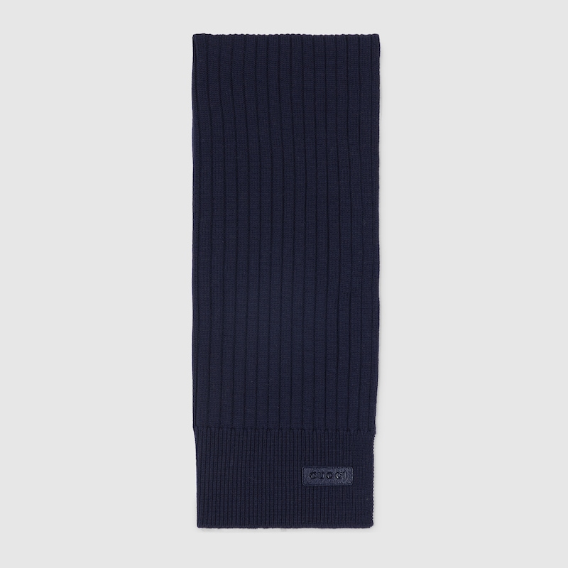 Gucci Knit Wool Scarf In Blue