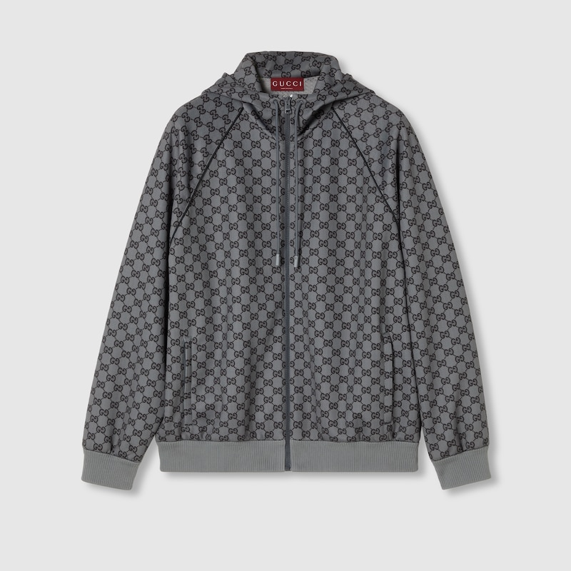 Gucci Monogrammed Zip-up Jacket In Grey