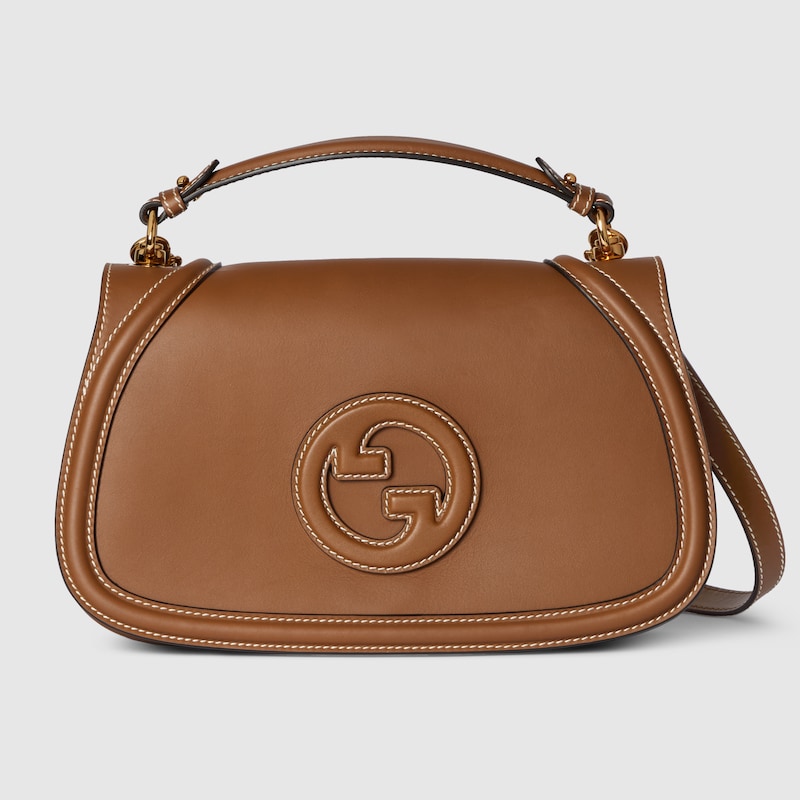 Gucci Blondie Large Leather Top Handle Shoulder Bag In Brown