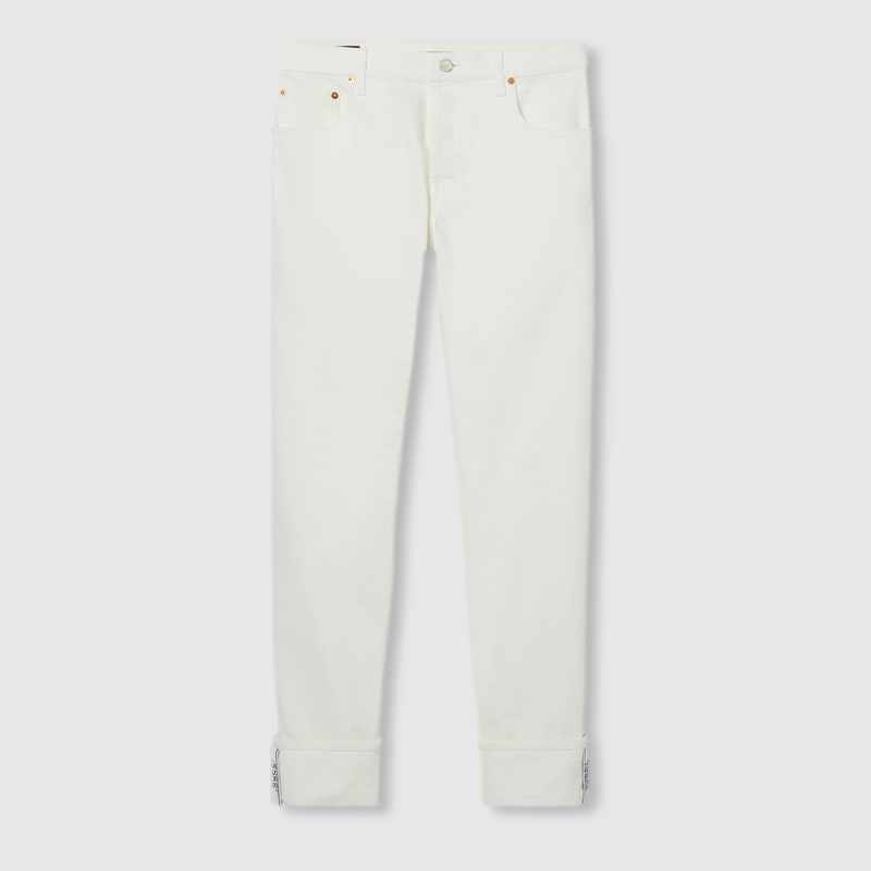 Gucci Tapered Fit Denim Pants In White