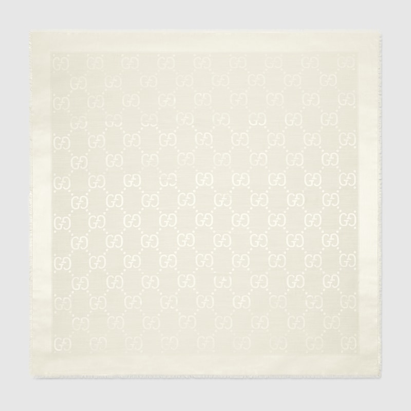 Gucci GG Jacquard Silk Wool Shawl