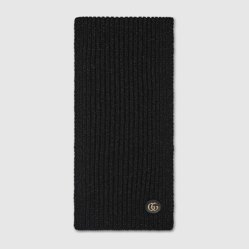 Gucci Wool Cable Knit Scarf In Black
