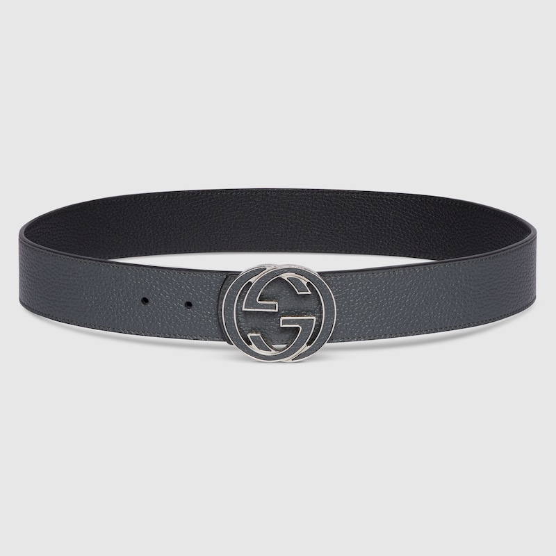 Gucci Reversible Belt With Interlocking G Buckle In Grey