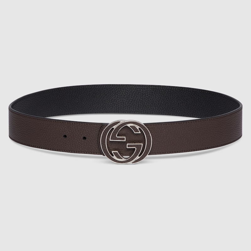 Gucci Reversible Belt With Interlocking G Buckle In Brown