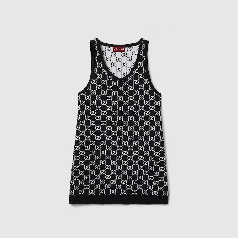 Gucci Gg Jacquard Mini Dress In Black