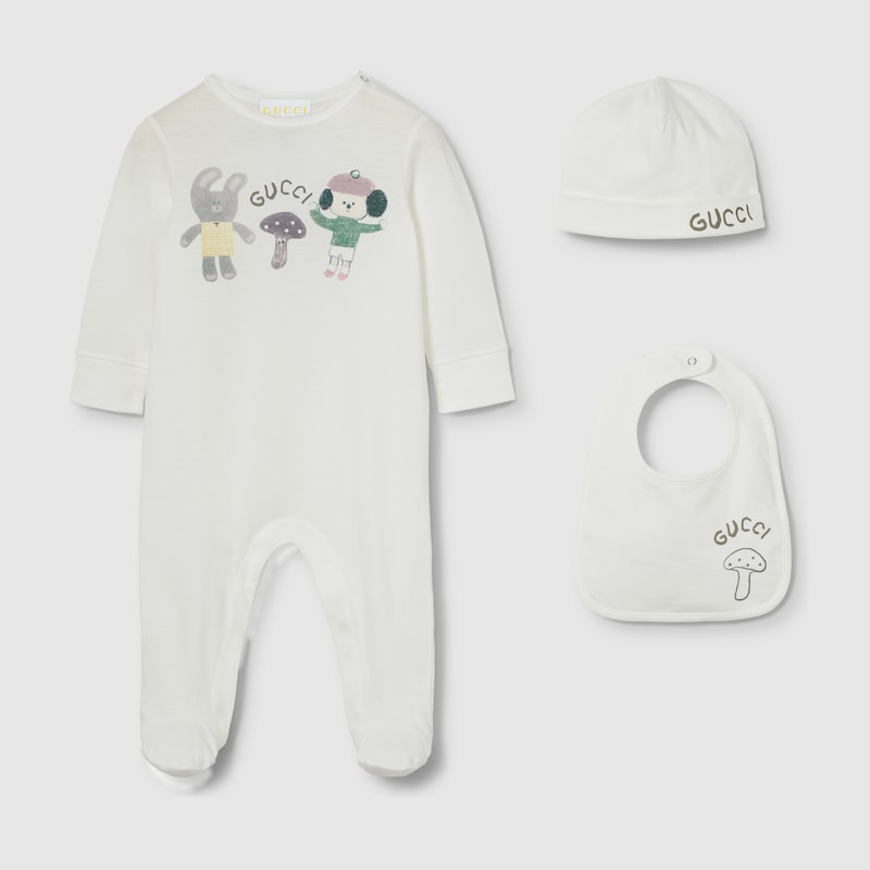 Baby printed three-piece gift set