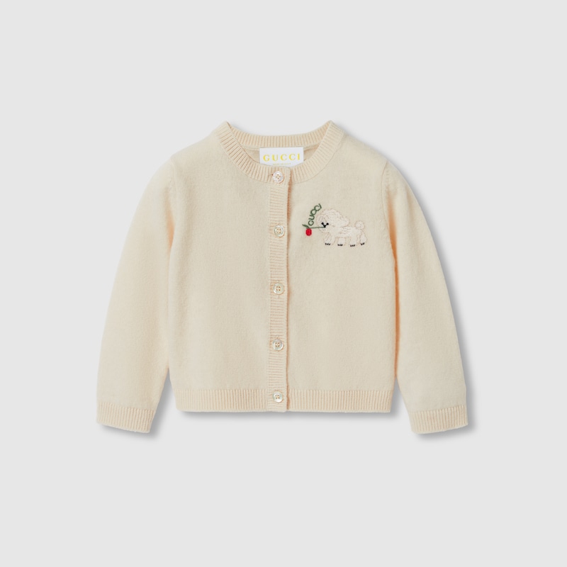 Gucci Embroidered Wool Cardigan In Neutral