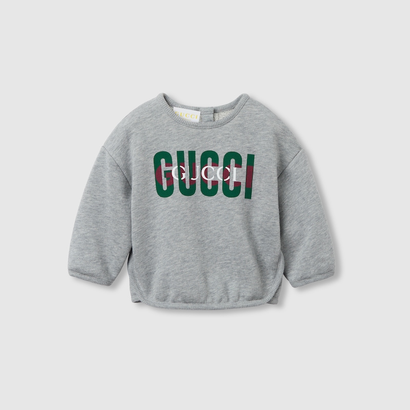 Gucci Printed Cotton Sweatshirt In Grey