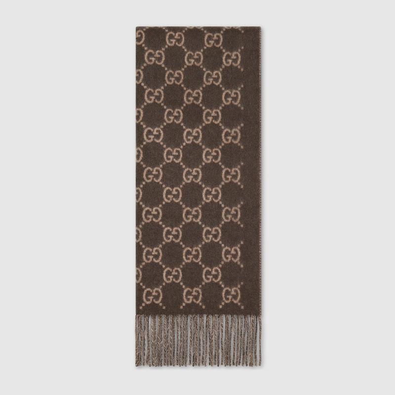Gucci Gg Cashmere Shawl In Brown