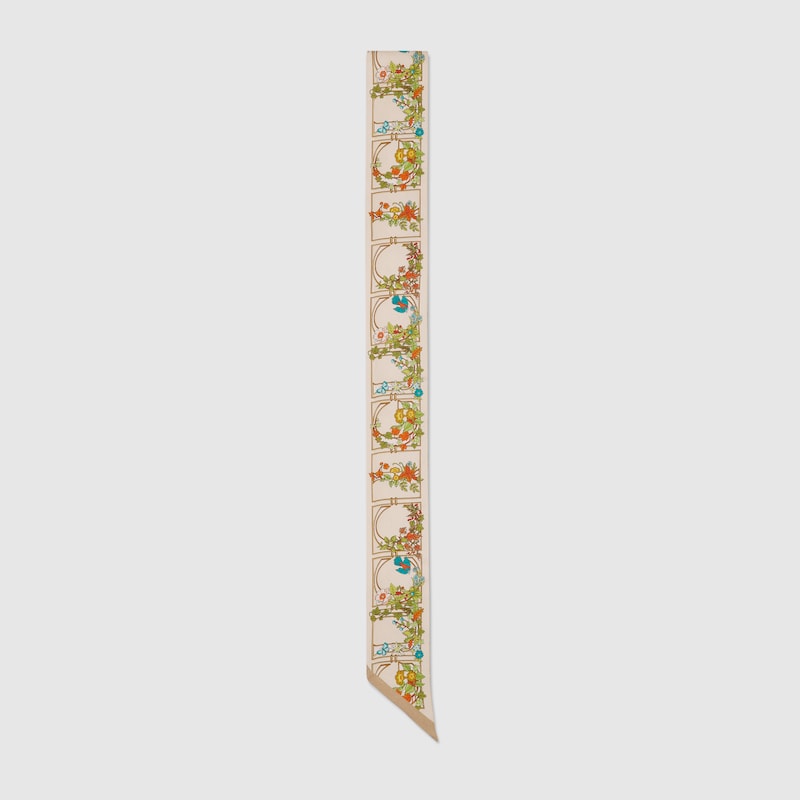 Gucci Printed Silk Neck Bow In Gold