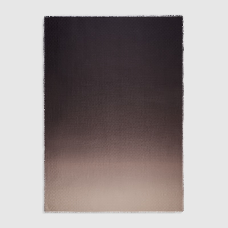 Gucci Gg Wool Silk Jacquard Stole In Brown