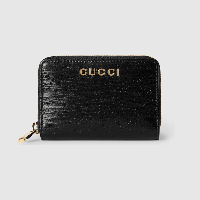Gucci Zip Card Case With Script In Black