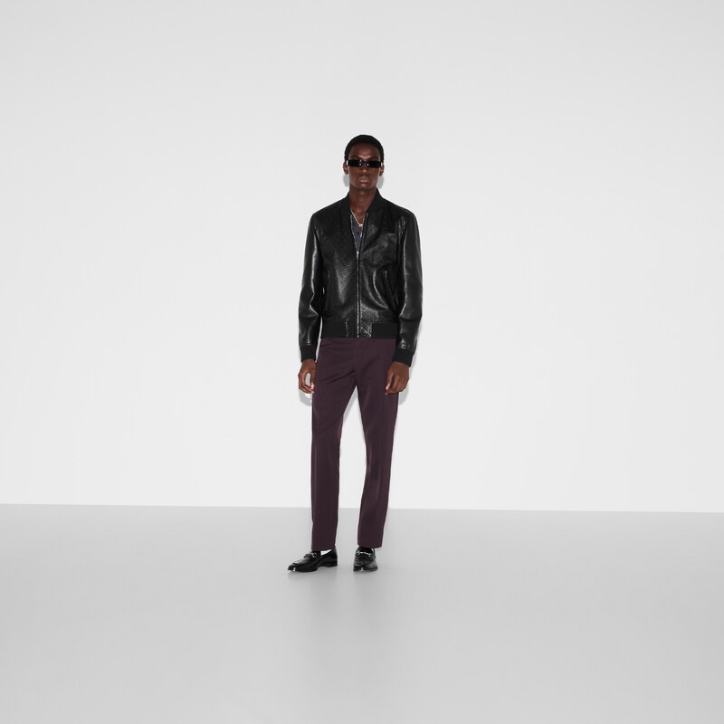 Gucci Embossed GG Leather Bomber Jacket | Thumbnail 2 Gucci Embossed GG Leather Bomber Jacket | Thumbnail 2