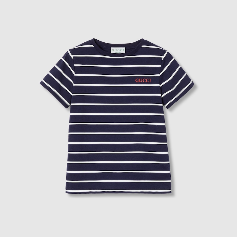 Gucci Printed Cotton T-shirt In Blue