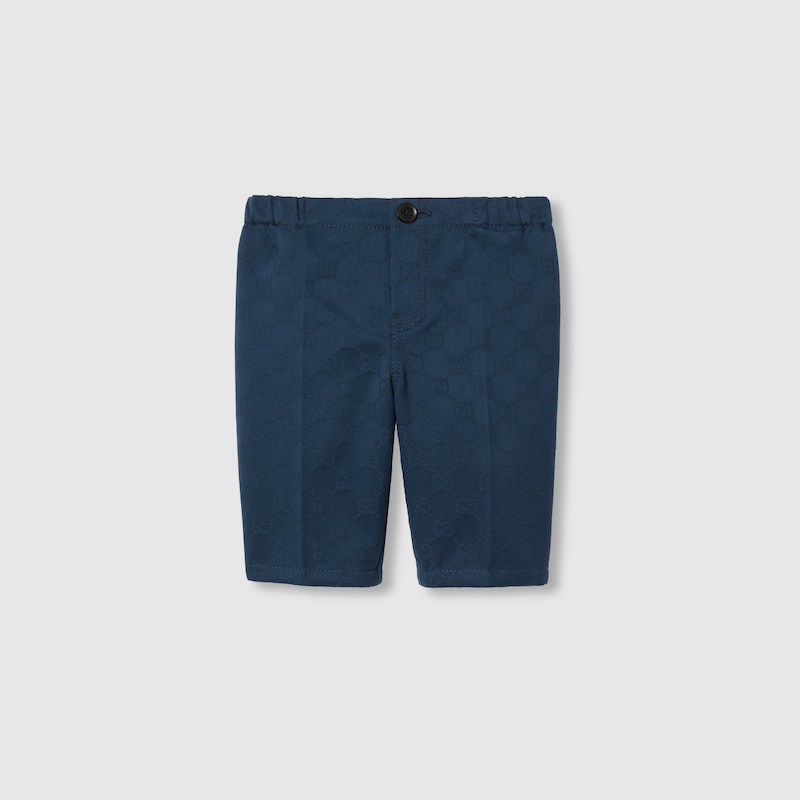 Shop Gucci Gg Cotton Pants With Web In Blue