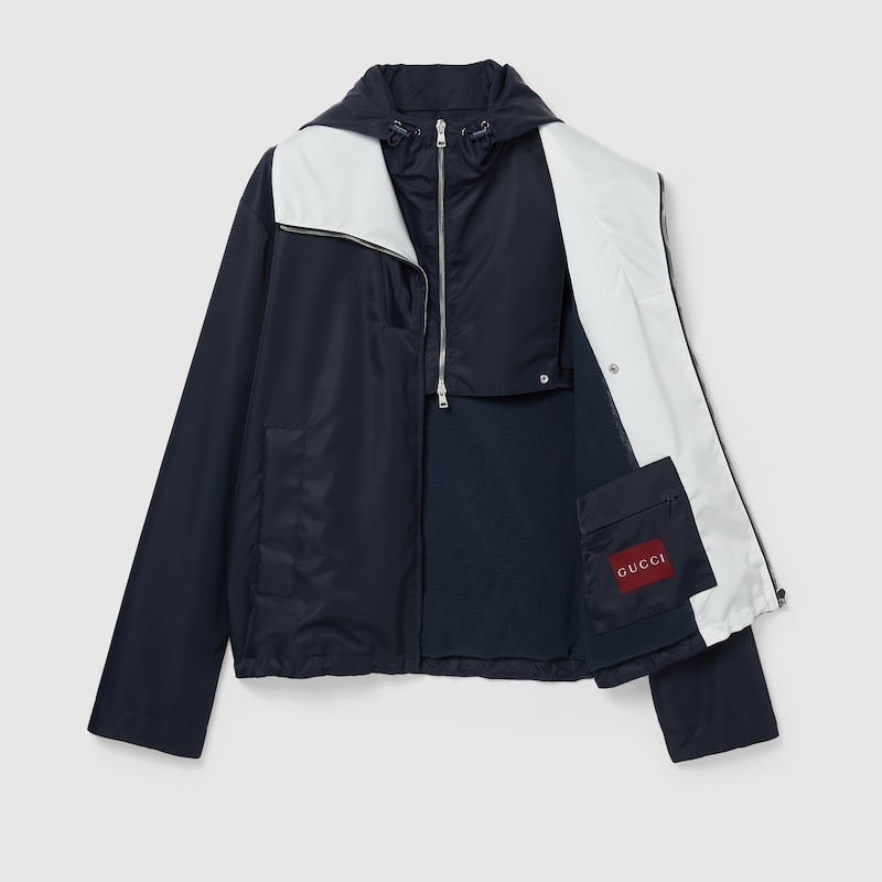 Nylon twill jacket with patch