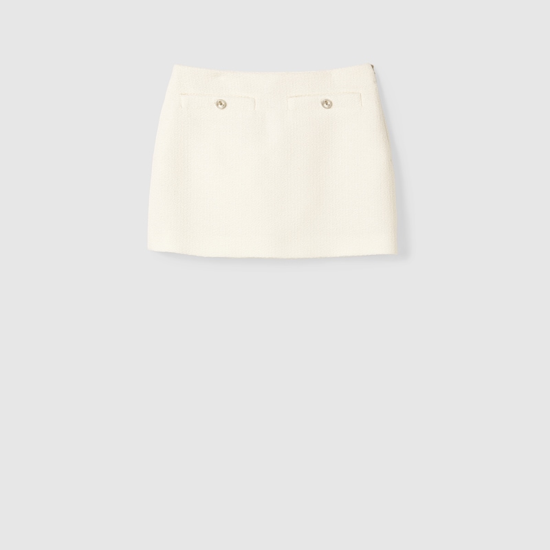 Gucci Wool Bouclé Mini Skirt In White