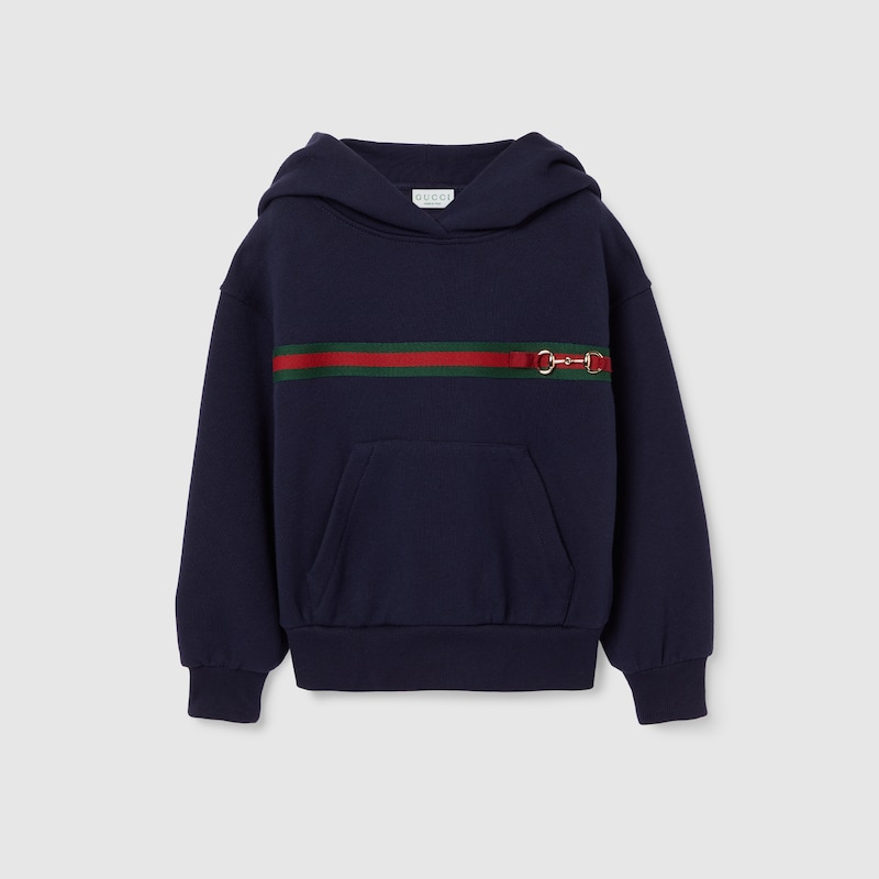 Gucci Cotton Sweatshirt With Web In Blue