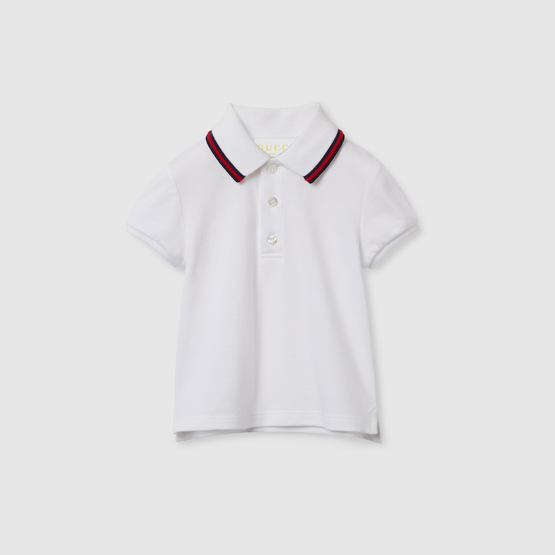 Gucci Cotton Polo Shirt With Web In White