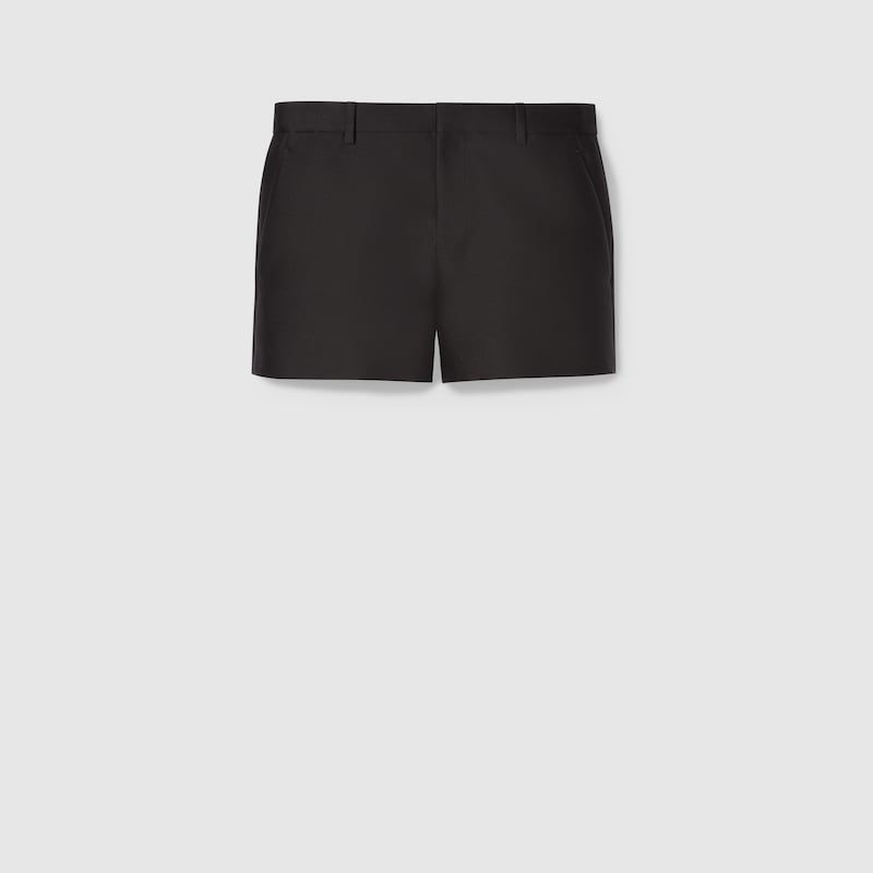Shop Gucci Wool Silk Gabardine Shorts In Black