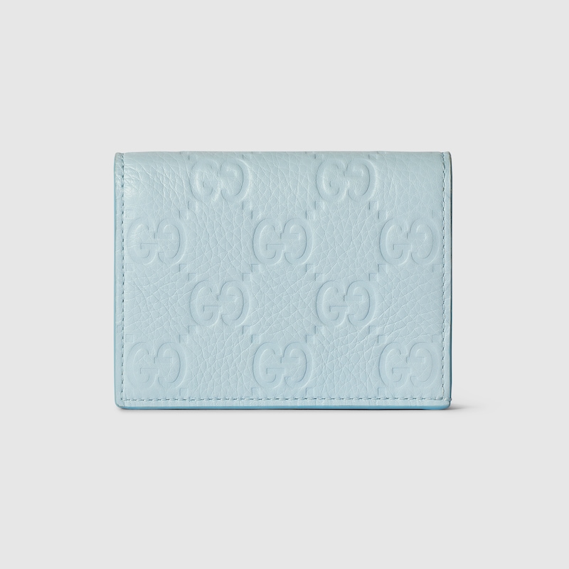 Shop Gucci Gg Emblem Mini Wallet In Blue
