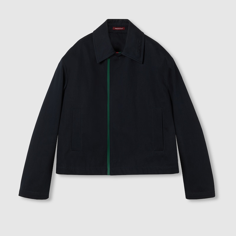 Gucci Signature Web Embossed Gabardine Jacket In Blue