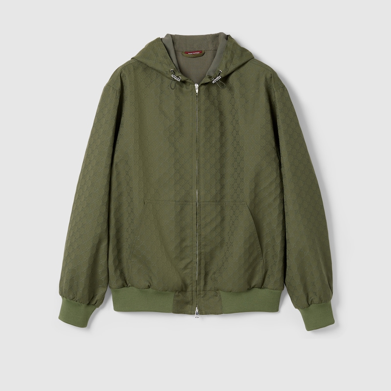 GG cotton ripstop hooded jacket
