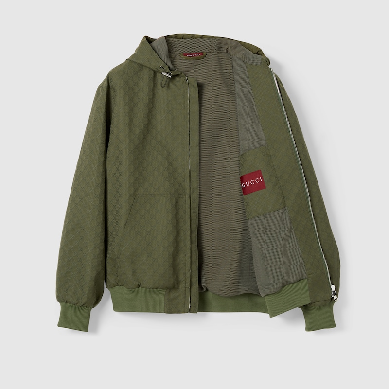 GG cotton ripstop hooded jacket