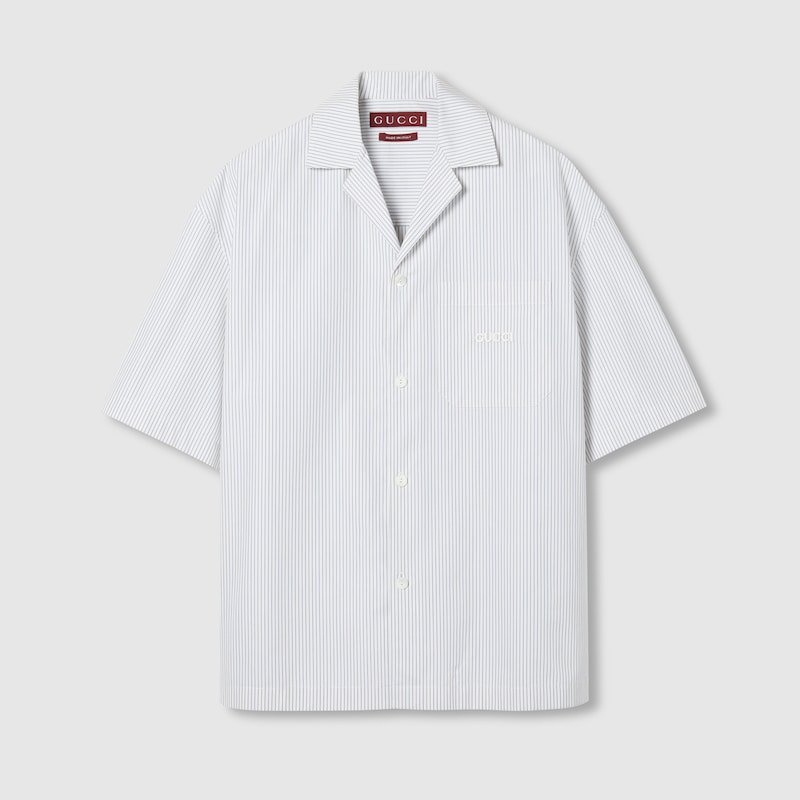 Embroidered striped cotton shirt